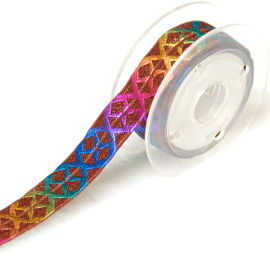 Ruban extensible d'or coloré d'arc-en-ciel pour des liens de cheveux, ruban élastique plat d'emballage de cadeaux