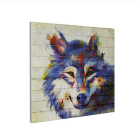 Ruban de loup peignant en bois animal d'illustration d'art européen de mur encadré étiré
