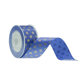 Ruban de satin imprimé par décoration avec l'accroc bleu de largeur de la couleur 19mm de scintillement librement