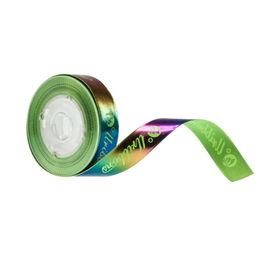 Sans dommage extérieur lisse de largeur du ruban 16mm de satin imprimé par coutume verte