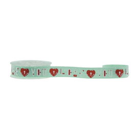 Le ruban élastique fait sur commande d'impression d'amour, Saint-Valentin a pré attaché des arcs sur l'élastique