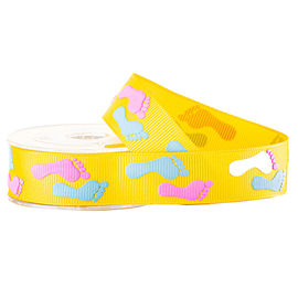 Impression de souffle de 2 couleurs sur le ruban jaune de gros-grain pour l'emballage de cadeaux d'enfants