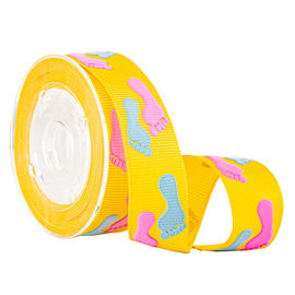 Impression de souffle de 2 couleurs sur le ruban jaune de gros-grain pour l'emballage de cadeaux d'enfants