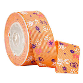 Boîtes de cadeaux empaquetant le ruban imprimé floral orange de gros-grain