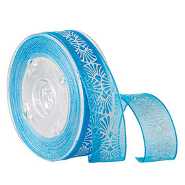 Ruban pur de impression blanc personnalisé 19mm d'encre d'organza bleue de l'écran