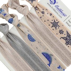 Liens mous de cheveux de bande élastique de queue de cheval beige de 16MM