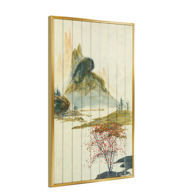 Peinture encadrée de style chinois de ruban de scène de rivière de nature